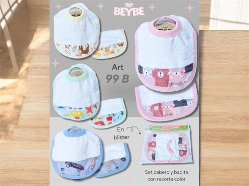 Set Babero y Babita de Toalla Beybe Art.99b Surtido de Colores