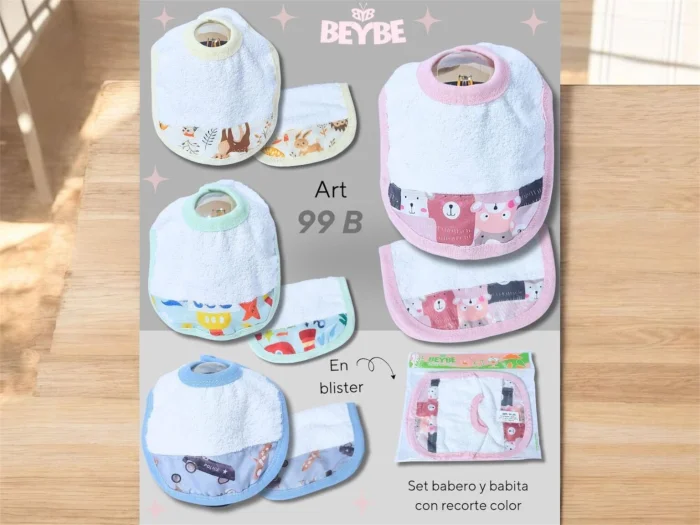 Set Babero y Babita de Toalla Beybe Art.99b Surtido de Colores