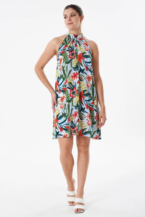 Vestido Estampado de Fibrana