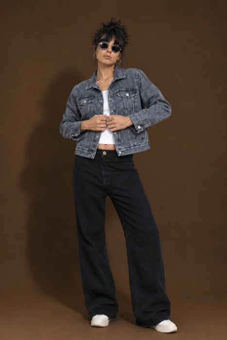 Campera Jean Gris Rigida