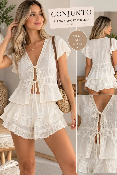 Conjunto de Blusa y Short Pollera