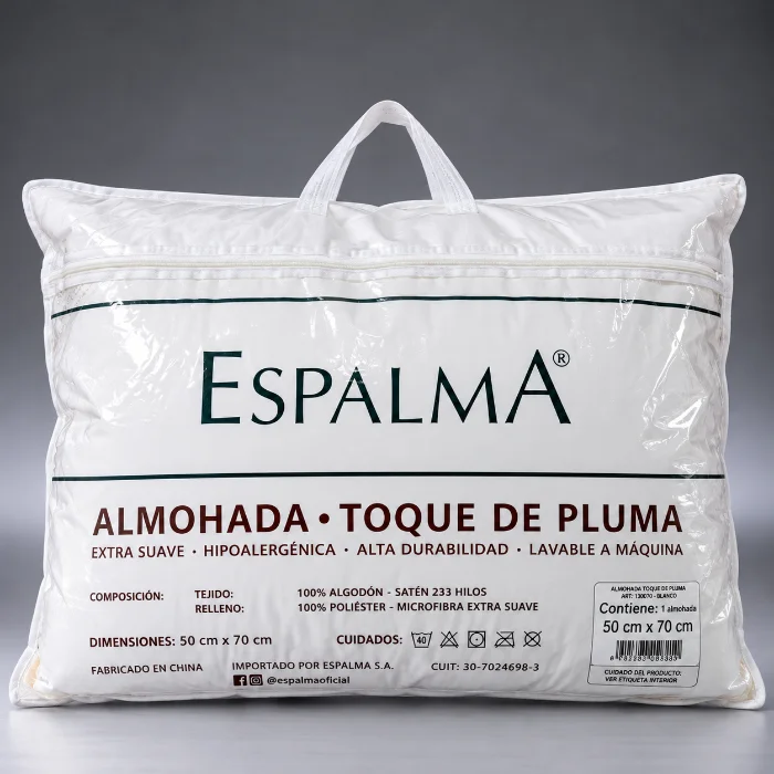 Almohada Espalma Toque de Pluma Premium Hotelera 50x70 Blanca