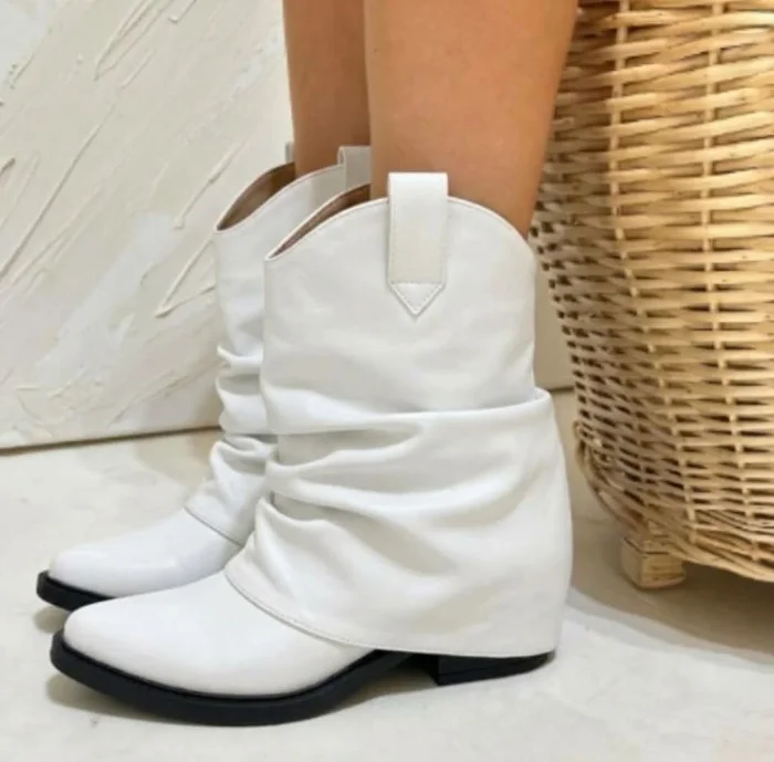 Bota Texana Frida Baja Tendencia Blanco