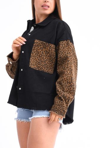 Campera Animal Print Negra