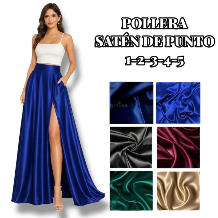 Pollera Satén con Tajo