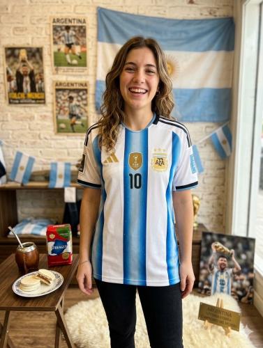 Camiseta Argentina Bordado  con Brillo Premium