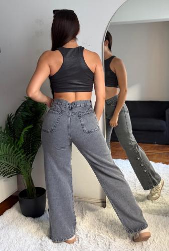 Jean Wide Leg Gris - Miniatura 5