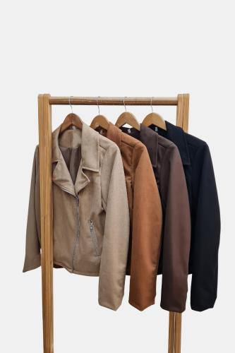 Campera Biker de Suede Forrado con Cierres Metálicos y Bolsillos - Miniatura 2