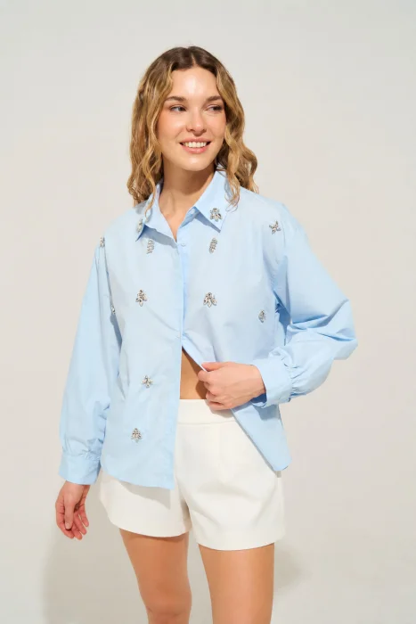 Camisa con Apliques de Brillos