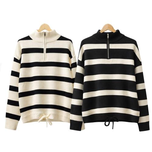 Sweater de Bremer Morley Rayado Polera con Cierre y Tiras - Miniatura 2
