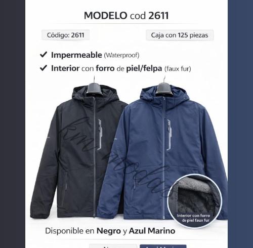 Campera Semi Piel y Impermeable