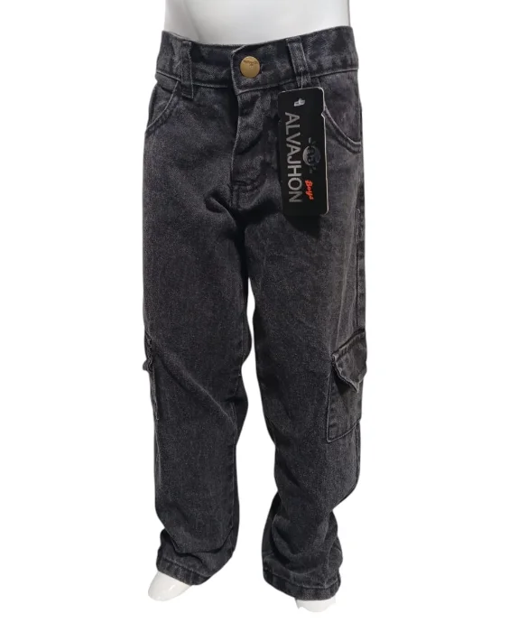 Jeans Cargo Rigido Eversize Gris