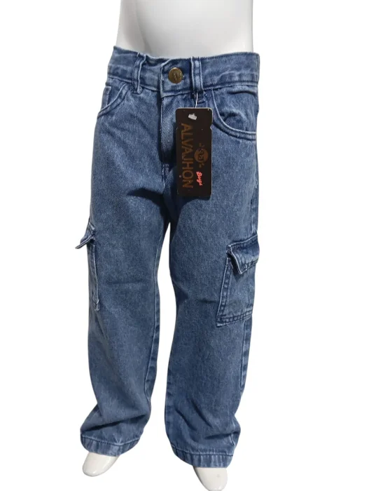 Jeans Cargo Rigido Azul Oversize