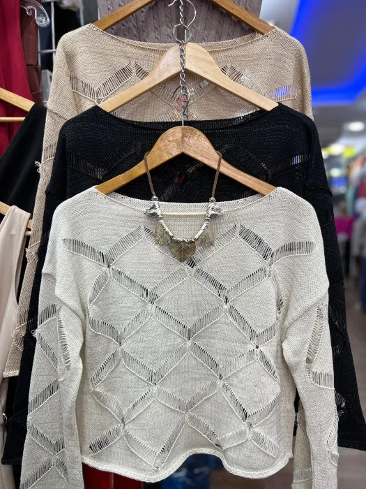 Sweater Calado Hilo con Lurex Premium