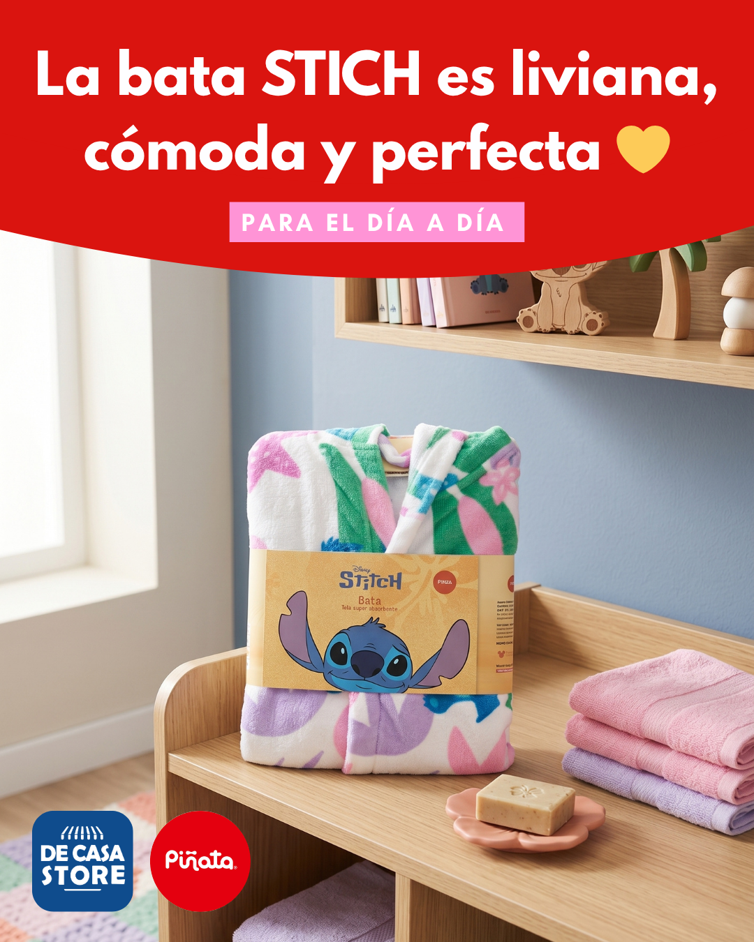 Bata de Baño Piñata Stich con Capucha Toalla Infantil - 48.png
