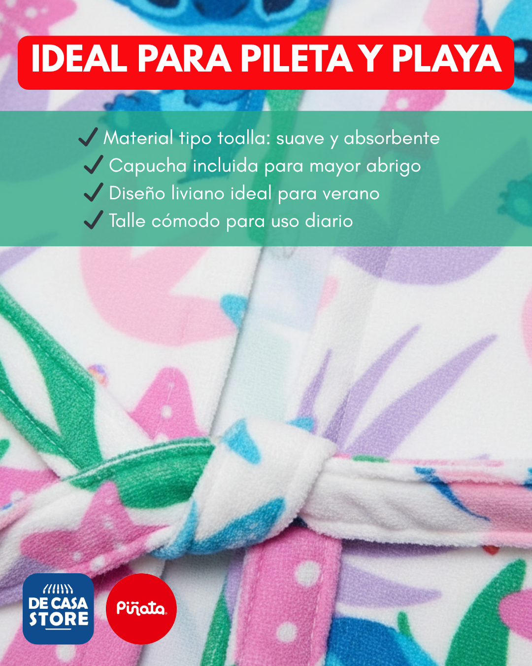 Bata de Baño Piñata Stich con Capucha Toalla Infantil - 50.png