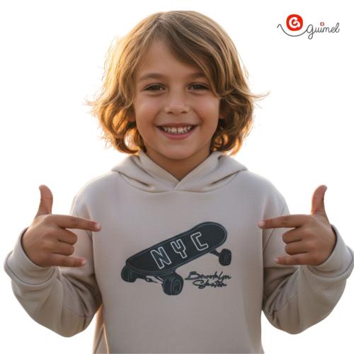 4163 Buzo Niño Darlon Rib C Capucha Skate Nyc