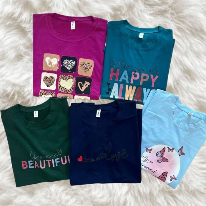 Remera Especial Semi Peinado Estampado Dama