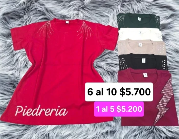 Remera Jersey con Strass Piedras Talles Especiales