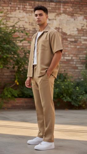 Conjunto Sastrero Pantalón y Camisa  (camel)