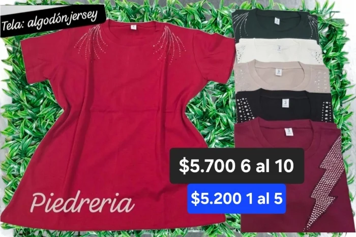 Remera Jersey Dama Strass