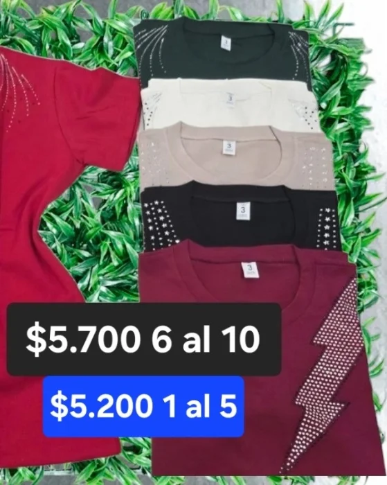 Remera Strass Brillos Talles Especiales Dama Algodón Jersey