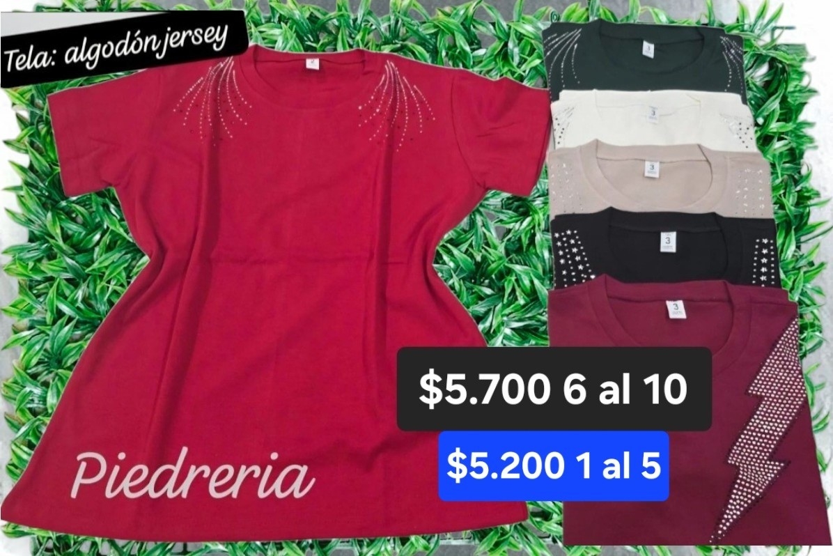 Remera Strass Brillos Talles Especiales Dama Algodón Jersey - Imagen 2