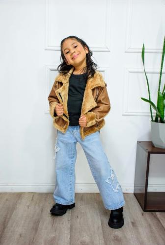 Campera Gamulan de Nena Cuerina con Piel - Miniatura 1