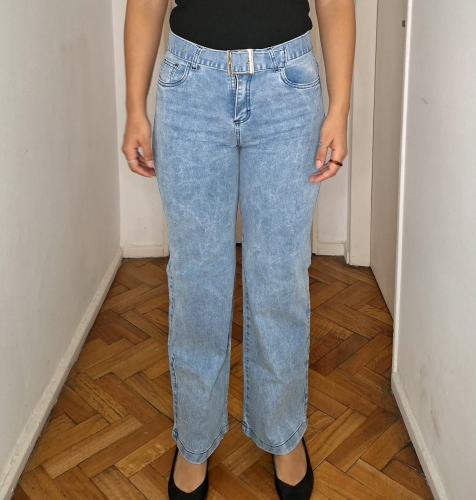 Wide Leg Celeste Nevado con Cinto