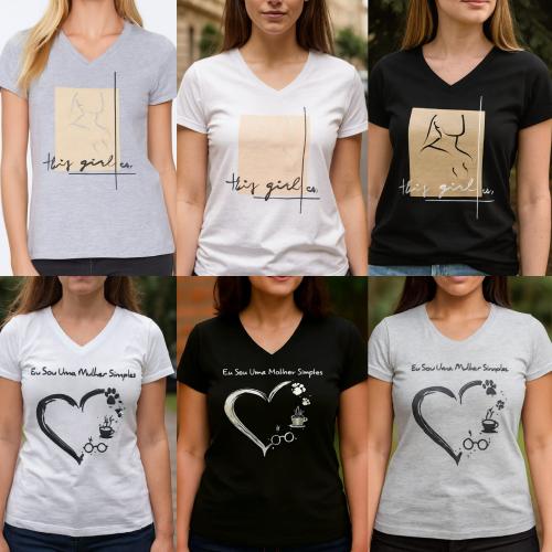 Remera Algodon Estampadas Cuello V - Miniatura 7