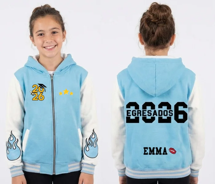 Campera Universitaria Modelo Argentina Blanca Mangas Blancas Promo 2026