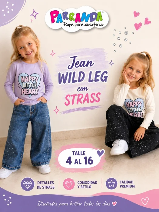 Jean Wild Leg Strass