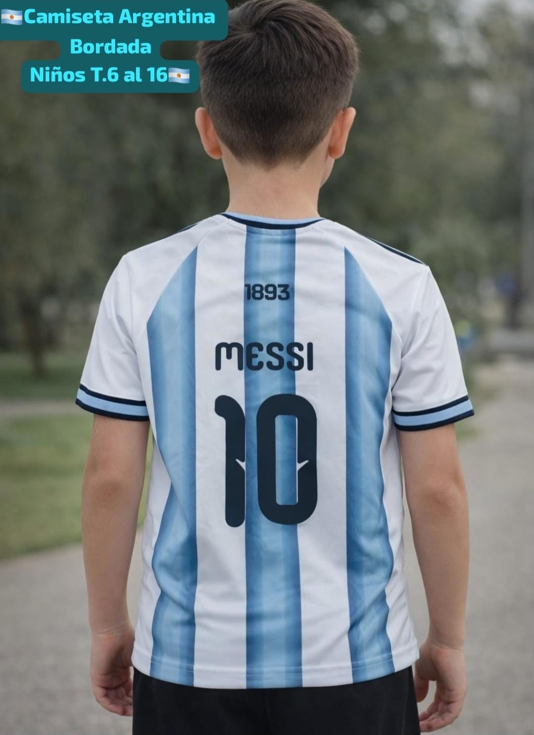 Camiseta Selección Argentina Niños Bordada Elegi Jugador y Numero - Imagen 2