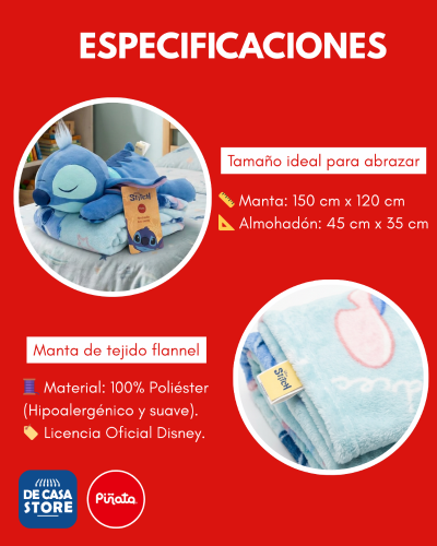 Manta Infantil Stitch 152x120 + Peluche 45x35 Disney Oficial - Miniatura 6