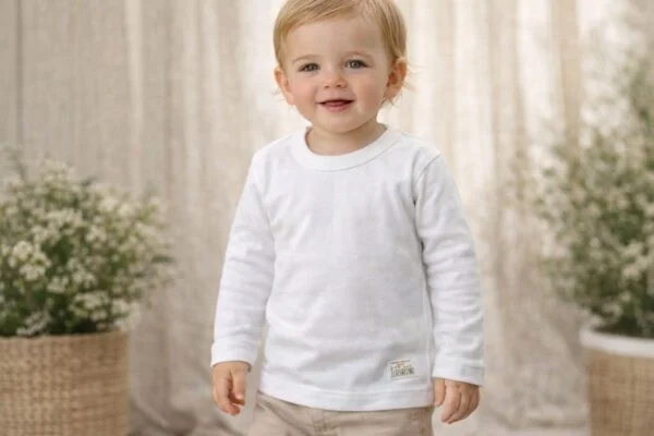 Camiseta Interlock Blanca Niño Naranjo T.(2-4-6-8) Art.4750