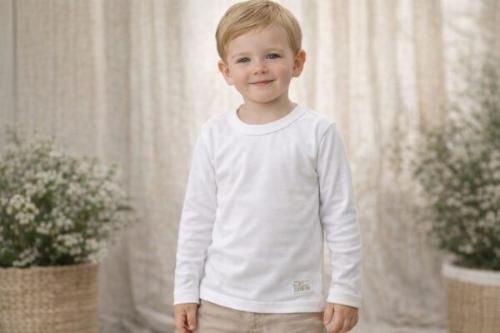 Camiseta Interlock Blanca Niño Naranjo T.(10-12) Art.4750/1