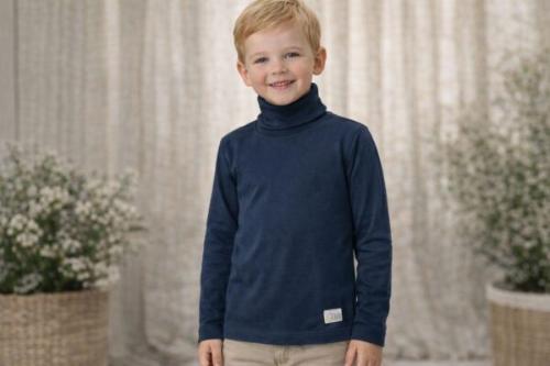 Polera Interlock Niño Azul Naranjo T.(10-12) Art.4755/1 - Miniatura 1