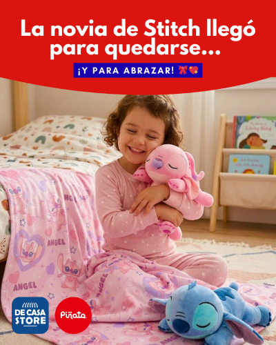 Manta Piñata Infantil Stitch Rosa 152x120 + Peluche 45x35 Disney Oficial - Miniatura 2