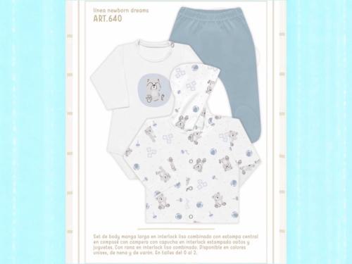 Set en Caja 3 Piezas Interlock Nene y Nena Dreams (body, Campera y Medio Oso) Art.640 - Miniatura 1