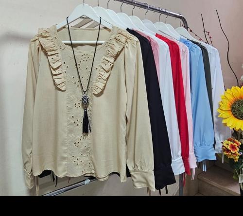 Blusa Fibrana Poplin con Broderi - Miniatura 5