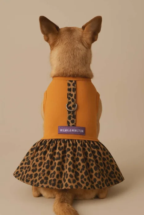 Vestido Animal Print P/ Mascotas C/ Herraje para Agarre de Correa (ver Tabla)