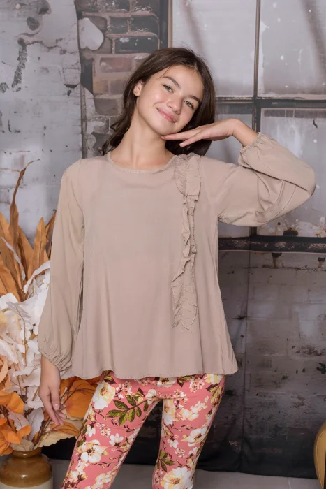 Camisola Alejandra Poplin C/voladito de Costado