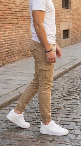 Pantalón Gabardina Jogger Cargo Camel Talle Media Oferta - Miniatura 2