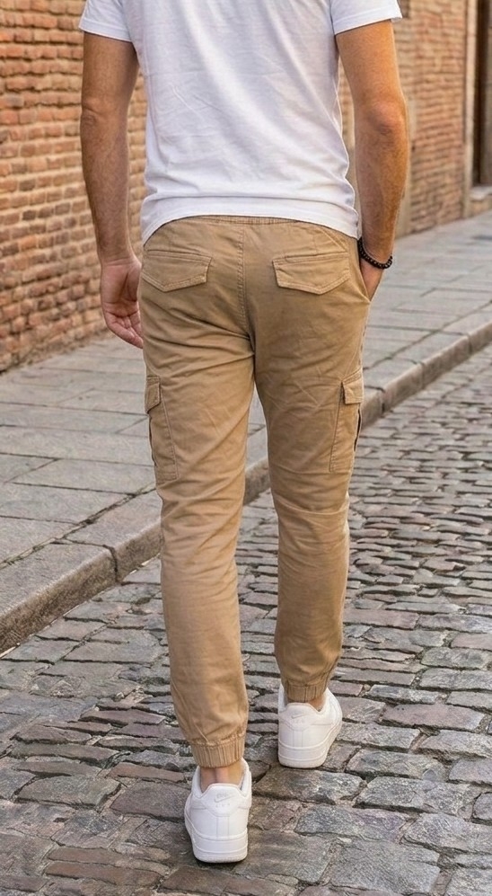 Pantalón Gabardina Jogger Cargo Camel Talle Media Oferta - Imagen 3