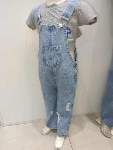 Jardinero Baggys Bebé Unisex Jeans Roto Rígido