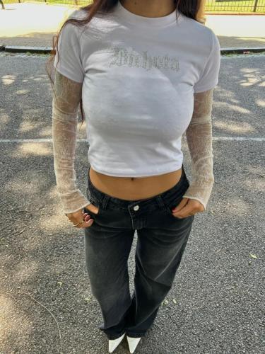 Wide Leg Tiro bajo Color Gris   con Bigotes - Miniatura 5