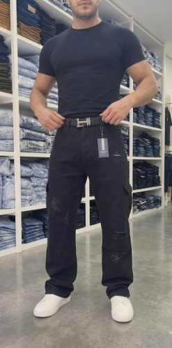 Pant. Mom Cargo Negro Hombre