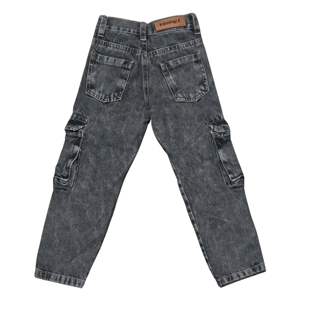 4009 Jean Niños y Teens Mom Recto Cargo con Fuelles Negro Nevado - 4009%20T.jpg