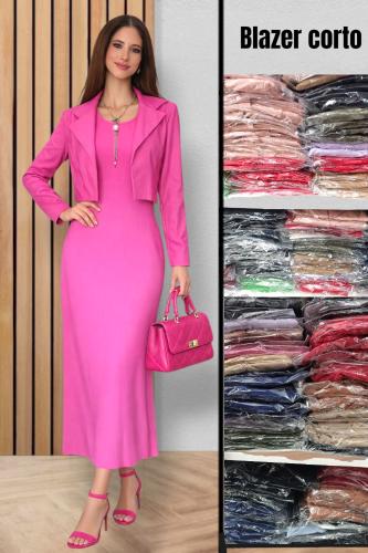 Conjunto Vestido Largo + Blazer Corto