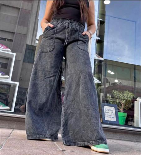 Maxi Palazo de Algodón Frizado Batik con Bolsillos
